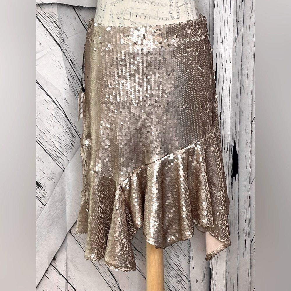 NWT Joyfolie Mia Joy Carol Skirt Gold  Sequin S